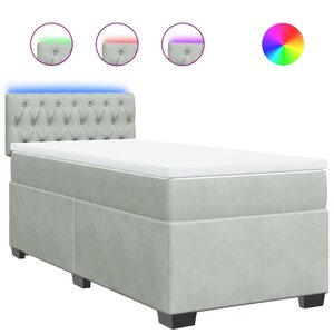 vidaXL Sommier à lattes de lit et matelas Gris clair 100x200cm Velours
