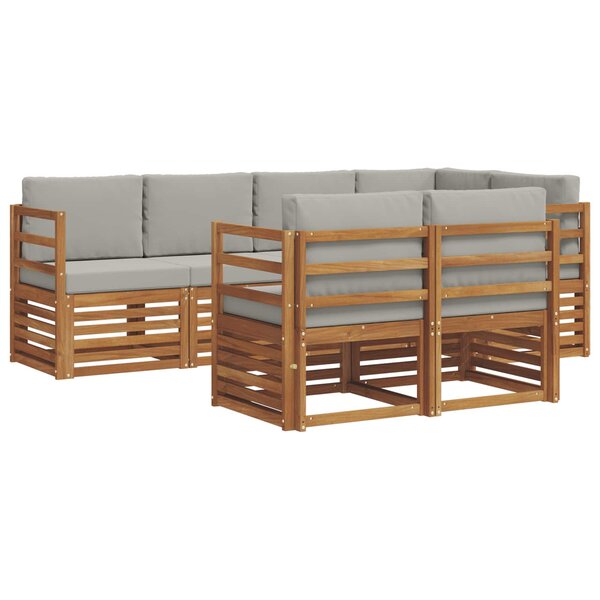 vidaXL Ensemble de canapés d'extérieur 7 pc Gris Naturel et Clair