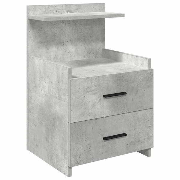 vidaXL Table de chevet avec 2 tiroirs Gris béton 40 x 36 5 x 62 cm