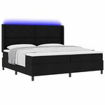 vidaXL Lit à ressort LED avec matelas Noir 200 x 200 cm tissu