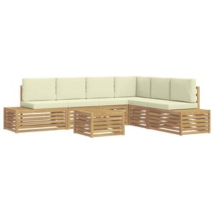 vidaXL 7 pc Ensemble de canapés d'extérieur Polyester Blanc et crème