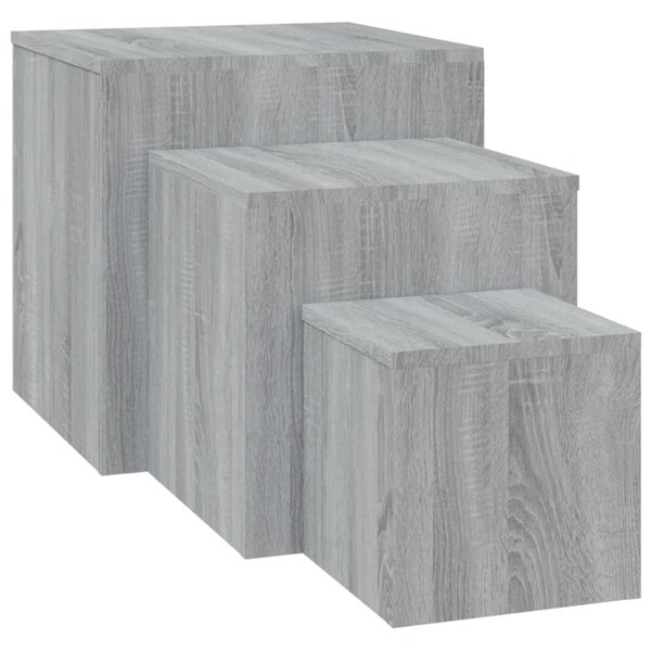 vidaXL Tables d'appoint 3 Pièces Sonoma gris Bois d'ingénierie