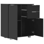 vidaXL Buffet Noir brillant 71x35x80 cm Bois d'ingénierie