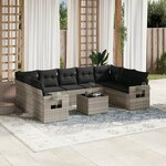 vidaXL Salon de jardin avec coussins 10 Pièces gris clair résine tressée