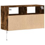 vidaXL Meuble TV mural avec lumières LED chêne fumé 80x31x45 cm