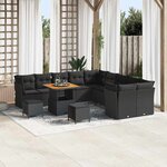 vidaXL Ensemble de canapé de jardin 13 Pièces Noir 80 x 80 x 71 cm
