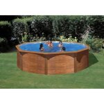 Piscine ronde 2.40mx1.20 décoré bois avec renforts