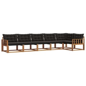 vidaXL Ensemble de canapés d'extérieur 6 Pièces Naturel et Noir