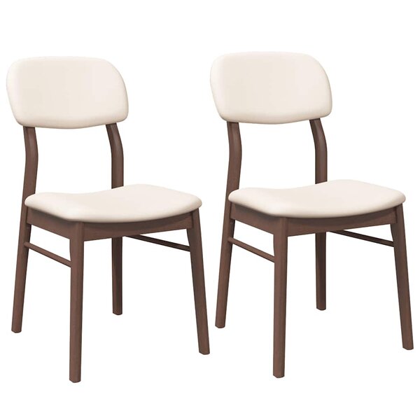 vidaXL Chaises à manger coussins 2 Pièces marron bois massif caoutchouc