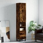 vidaXL Buffet haut Chêne fumé 34 5x34x180 cm Bois d'ingénierie