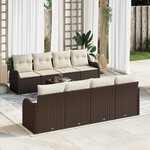 Ensemble de canapés de jardin vidaXL de 9 pièces avec coussins en poly rotin marron
