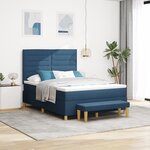 vidaXL Lit Box Spring avec Matelas & Banc Bleu 140x200 cm Tissu