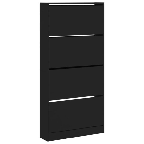 vidaXL Armoire à chaussures 4 tiroirs rabattables noir 80x21x163 5 cm