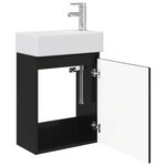 vidaXL Meuble de salle de bain avec robinet Noir 45 5 x 22 5 x 84 cm
