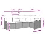 vidaXL Ensemble de canapé de jardin 5 pièces avec coussins en rattan poly marron