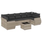 vidaXL Salon de jardin 8 Pièces avec coussins gris clair résine tressée