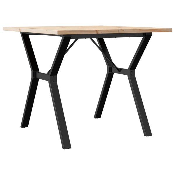 vidaXL Table à manger cadre en Y 90x90x75 5cm bois de pin massif acier