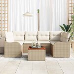vidaXL Ensemble de canapé de jardin 7 Pièces Beige et blanc