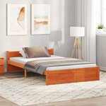 vidaXL Cadre de lit Marron cire 120 x 200 cm Bois massif en pin
