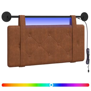 vidaXL Tête de lit suspendue Avec lumière LED Marron PU antique