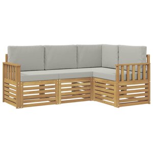 vidaXL Ensemble de canapés d'extérieur 4 pc Blanc et gris clair