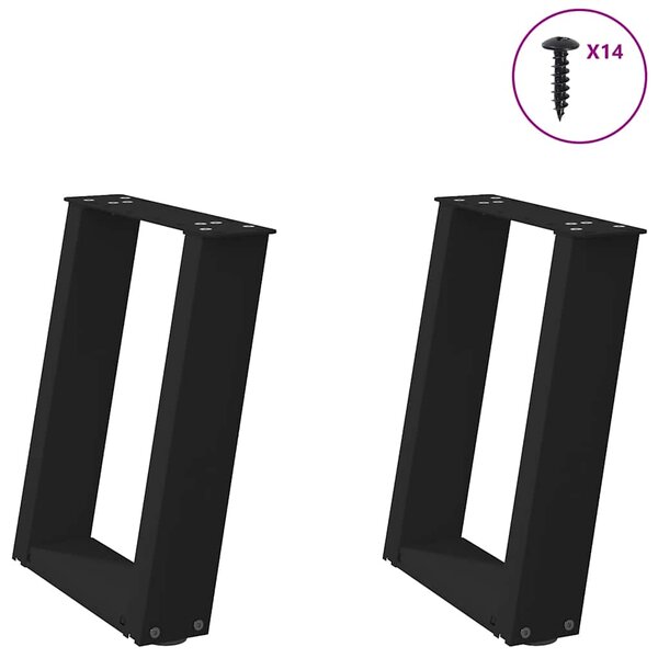 vidaXL Pieds de table basse en U 2 pièces Noir 38 x (42-43) cm Acier