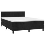 vidaXL Sommier à lattes de lit avec matelas et LED Noir 140x190 cm