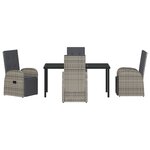 vidaXL Ensemble de salle à manger de jardin de 5 pièces avec coussins gris en rattan poly
