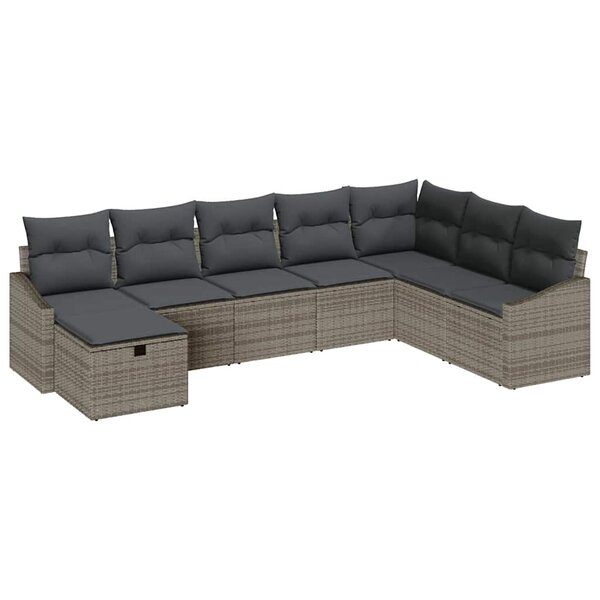 vidaXL Ensemble de canapé de jardin 8 Pièces Gris 55 x 62 x 69 cm