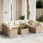 vidaXL Salon de jardin avec coussins 10 Pièces beige résine tressée