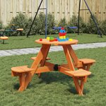vidaXL Table de pique-nique pour 4 enfants avec trou de parasol rond
