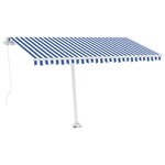 vidaXL Auvent manuel rétractable avec LED 400x300 cm Bleu et blanc