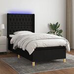 vidaXL Sommier à lattes de lit matelas et LED Noir 80x200cm Tissu