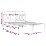 vidaXL Cadre de lit métal sans matelas avec tête de lit noir 140x190cm