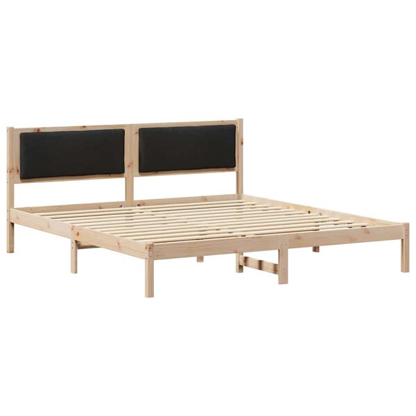 vidaXL Cadre de lit avec tête de lit Noir 200 x 200 cm Pin massif