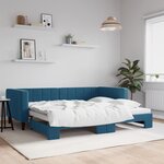 vidaXL Lit de jour avec lit gigogne bleu 90x200 cm velours