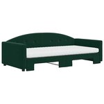 vidaXL Lit de jour et gigogne et matelas vert foncé 100x200 cm velours