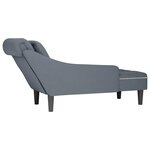 vidaXL Fauteuil long et coussin et accoudoir droit gris foncé velours