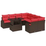 vidaXL Ensemble de canapé de jardin 9 Pièces Marron polyrotin
