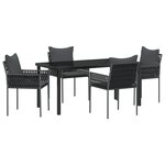 vidaXL Ensemble de 5 pièces de salle à manger de jardin avec coussins noir en rotin poly