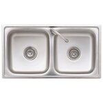 vidaXL Évier de camping Double lavabo avec robinet Acier inoxydable