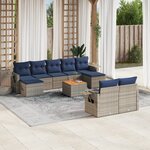 vidaXL Salon de jardin 10 Pièces avec coussins gris résine tressée