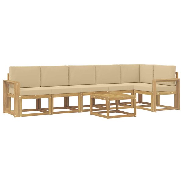 vidaXL Ensemble de canapés d'extérieur 7 pc Blanc et Beige Polyester
