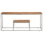 vidaXL Table basse argenté acier inoxydable et bois massif d'acacia