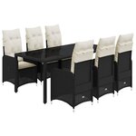 vidaXL Ensemble de bistro de jardin 7 Pièces coussins noir poly rotin