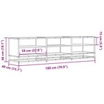 vidaXL Meuble TV sonoma gris 180x40x46 cm bois d'ingénierie