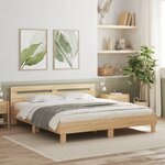 vidaXL Cadre de lit avec LED sans matelas chêne sonoma 200x200 cm