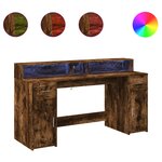 vidaXL Bureau et lumières LED chêne fumé 160x55x91cm bois d'ingénierie