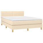 vidaXL Sommier à lattes de lit avec matelas Crème 140x190 cm Tissu