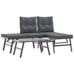 vidaXL Ensemble de bancs de jardin avec coussins 3 Pièces noir
